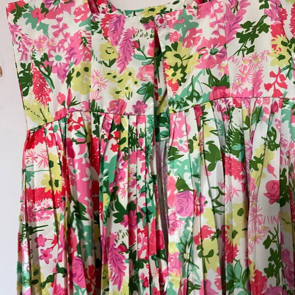 Tuckernuck Fiora Pleat Bright Floral Square Neck Midi Spring Easter Dress Size 8 - Picture 6 of 11